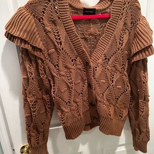 DRIFTWOOD Open Knit Brown Cardigan